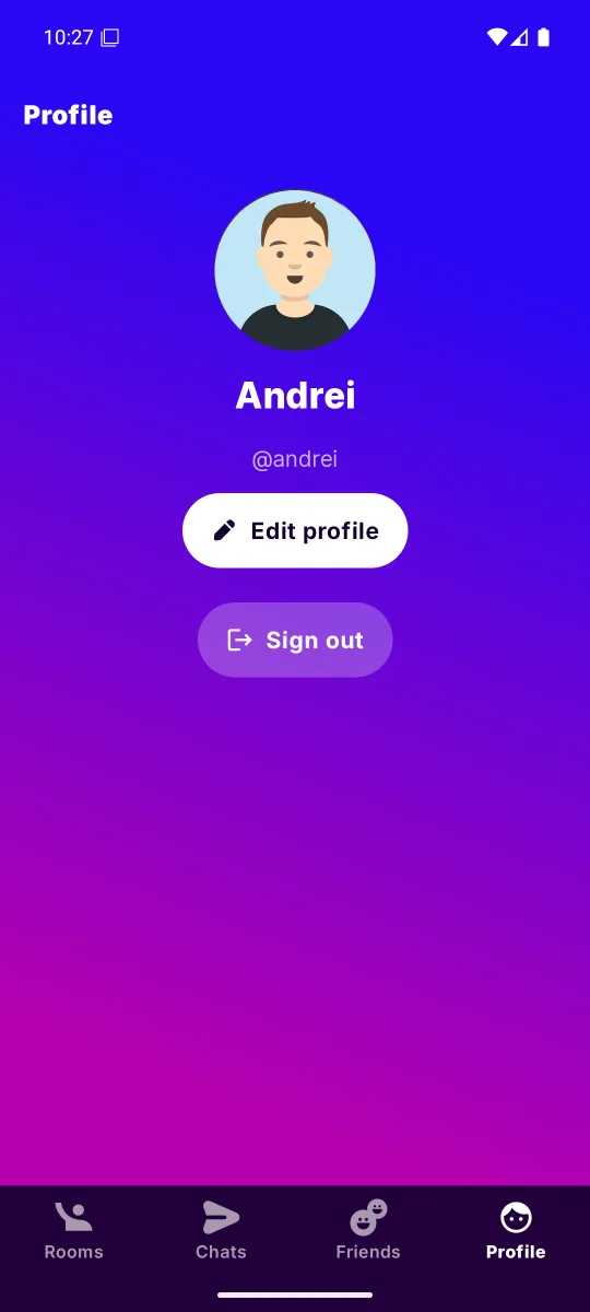 The Here Android app profile screen for Andrei